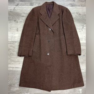 Vintage 1940’s 1950’s Brown Woolgora Overcoat Topcoat 44R